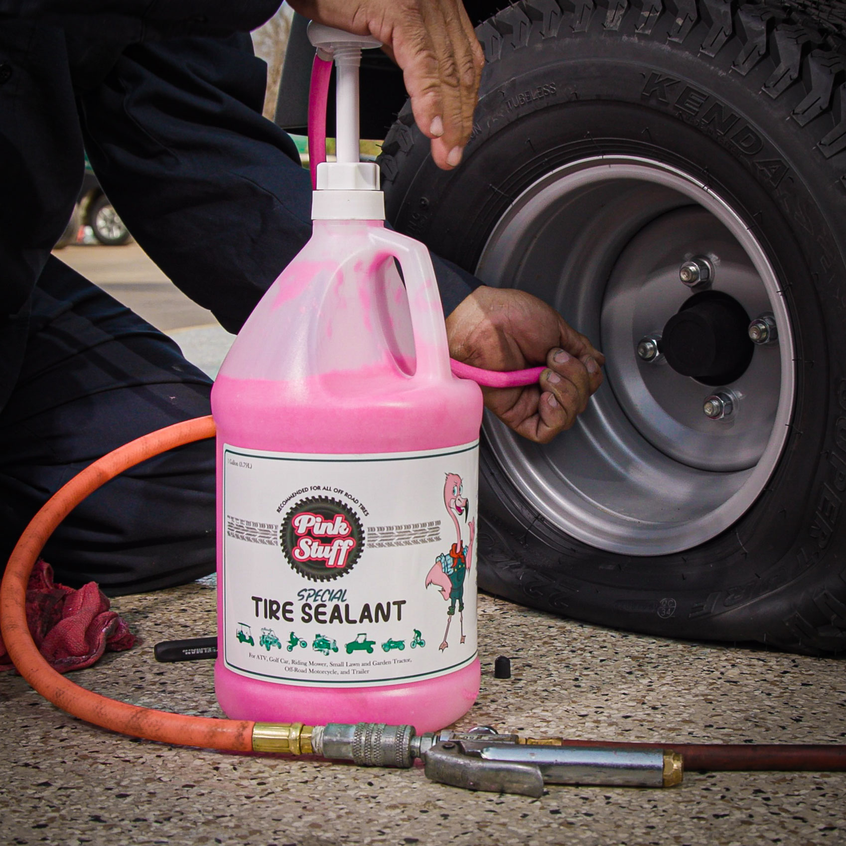 Pink Stuff being installed.